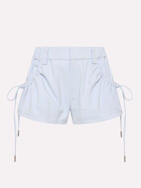 100% Cotton Structured Light Blue Drawstring Side Shorts